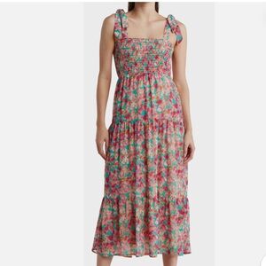 Sam Edelman Smocked Tiered Printed A-Line Dress